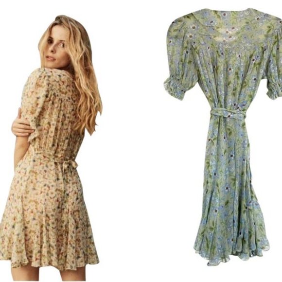 SOLD NWT Doen Mira Green Strawberry Dres, Size S, Pristine, 100% silk - Picture 7 of 12